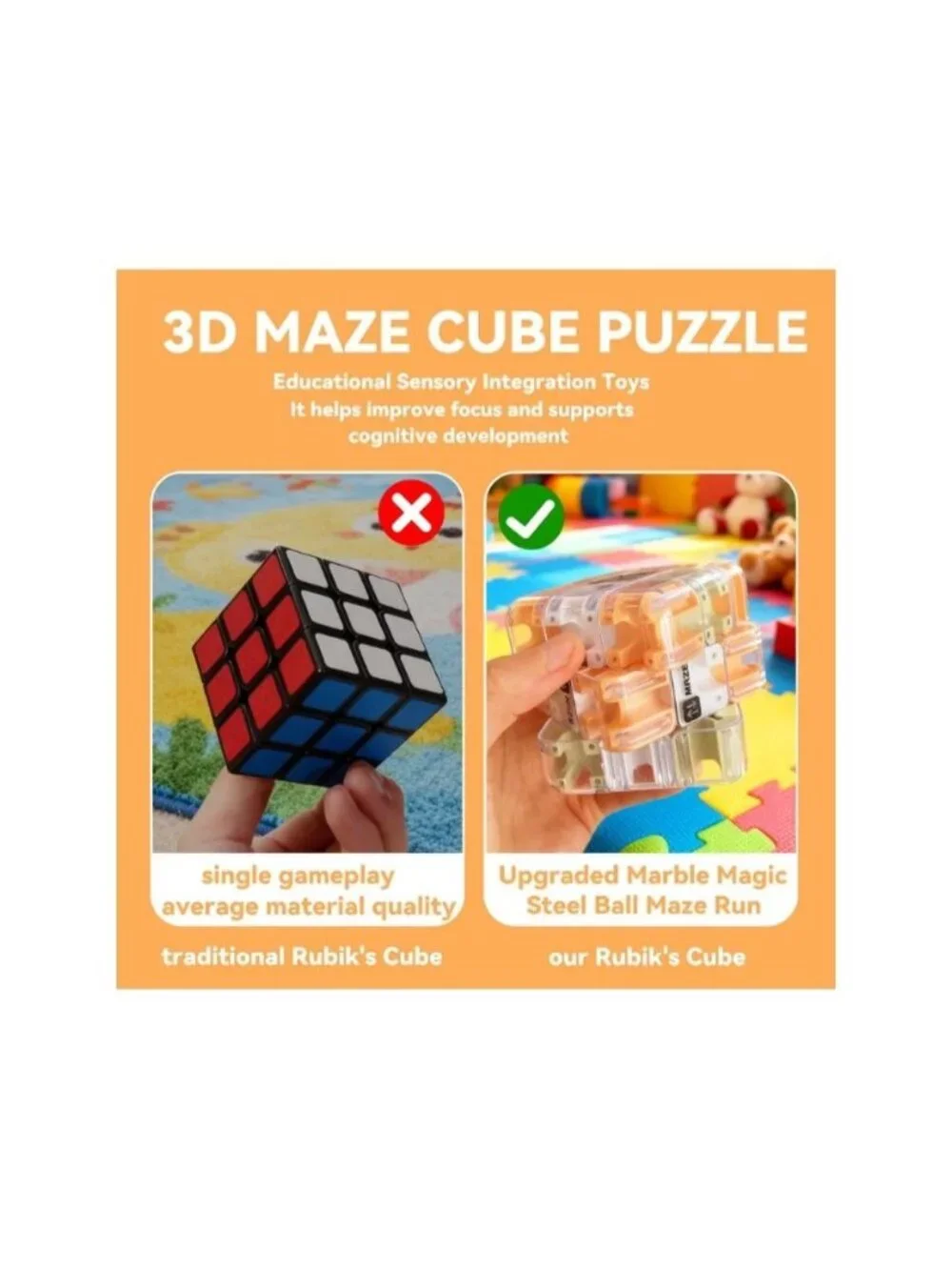 Large Labyrinth 3D Puzzle Maze Cube Brain-Teasing Marble Game Relieves Stress